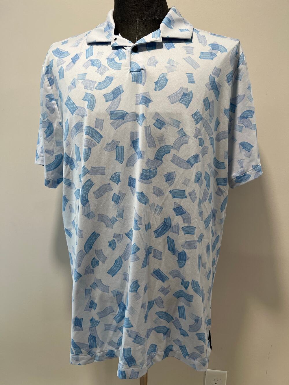 Nike Dri-fit Golf Polo Light Blue Abstract Design Men's Large